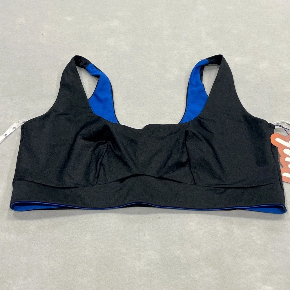 Yitty Fabletics Headliner Shaping Midi Bralette Square Neck Black Blue Lined 2XL